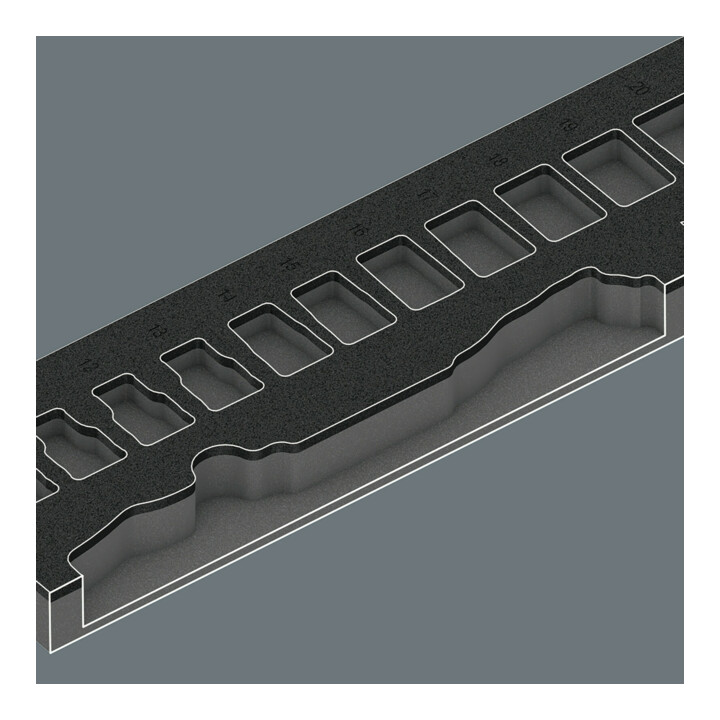 Wera 9822 Schaumstoffeinlage 8000 C Zyklop Knarre 1/2" Set 1, ohne Werkzeug, 344 x 30 x 392 mm