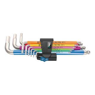Wera Assortimento chiavi a L 3950/9 Hex-Plus Multicolour HF, in acciaio inox , metriche, con funzione di ritegno