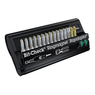 Wera BC RR/30 Bit-Check, Ringmagnet Rapidaptor und 29 Edelstahl-Bits