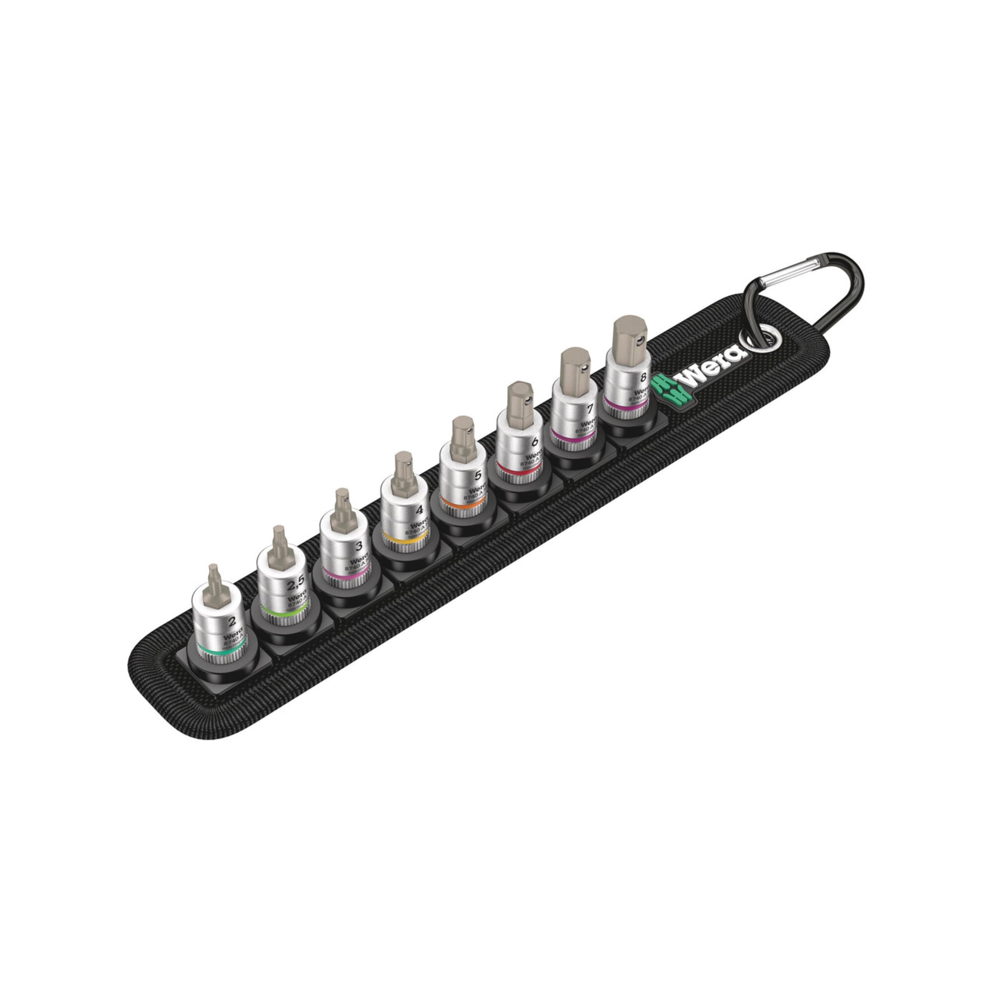 Wera Belt A 2 Zyklop Bitnuss-Satz Innensechskant, mit Haltefunktion, 1/4"-Antrieb, 8-teilig