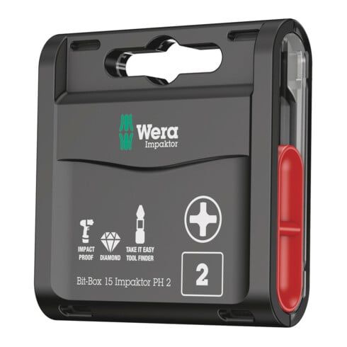 Wera Bit-Box 15 Impaktor PH, PH 2 x 25 mm, 15-teilig