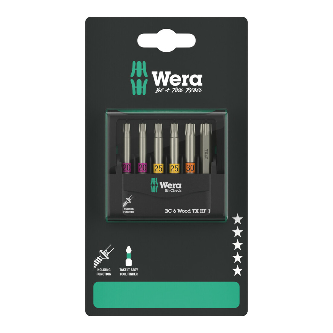 Wera Bit-Check 6 Wood TX HF 1 SB, 6 delig