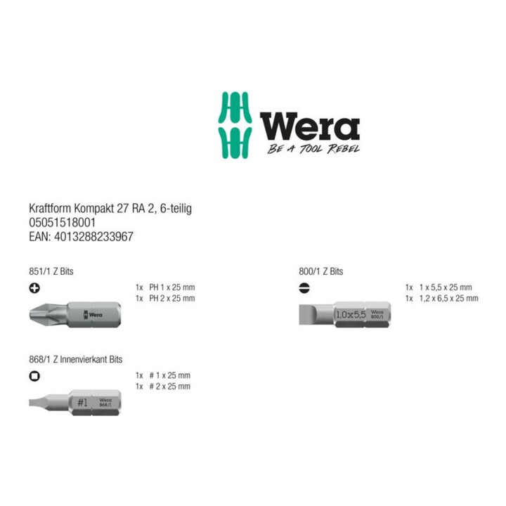 Wera Bit-Magazinschrauber KK 27 RA 2 6-teilig