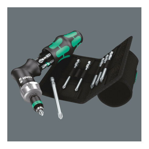 WERA Cliquet une main à magasin pour embouts 1/4 pouce dans pochette textile ceinture