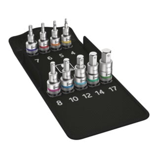 WERA Coffret de douilles tournevis pour 6 pans creux, carré 1/2 pouce 9 pièces