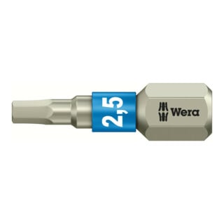 WERA Embout 6 pans, 1/4 pouce avec profil Hex-Plus, acier inoxydable «Stainless» 2,5 mm