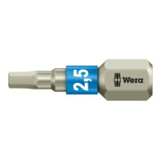 WERA Embout 6 pans, 1/4 pouce avec profil Hex-Plus, acier inoxydable «Stainless» 2,5 mm