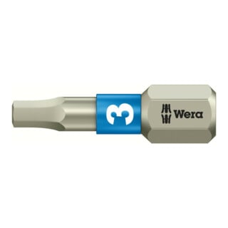 WERA Embout 6 pans, 1/4 pouce avec profil Hex-Plus, acier inoxydable «Stainless» 3 mm