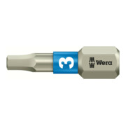 WERA Embout 6 pans, 1/4 pouce avec profil Hex-Plus, acier inoxydable «Stainless» 3 mm