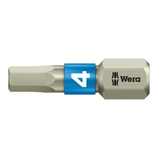 WERA Embout 6 pans, 1/4 pouce avec profil Hex-Plus, acier inoxydable «Stainless» 4 mm