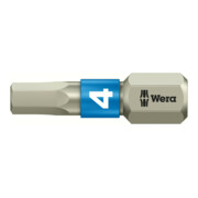 WERA Embout 6 pans, 1/4 pouce avec profil Hex-Plus, acier inoxydable «Stainless» 4 mm