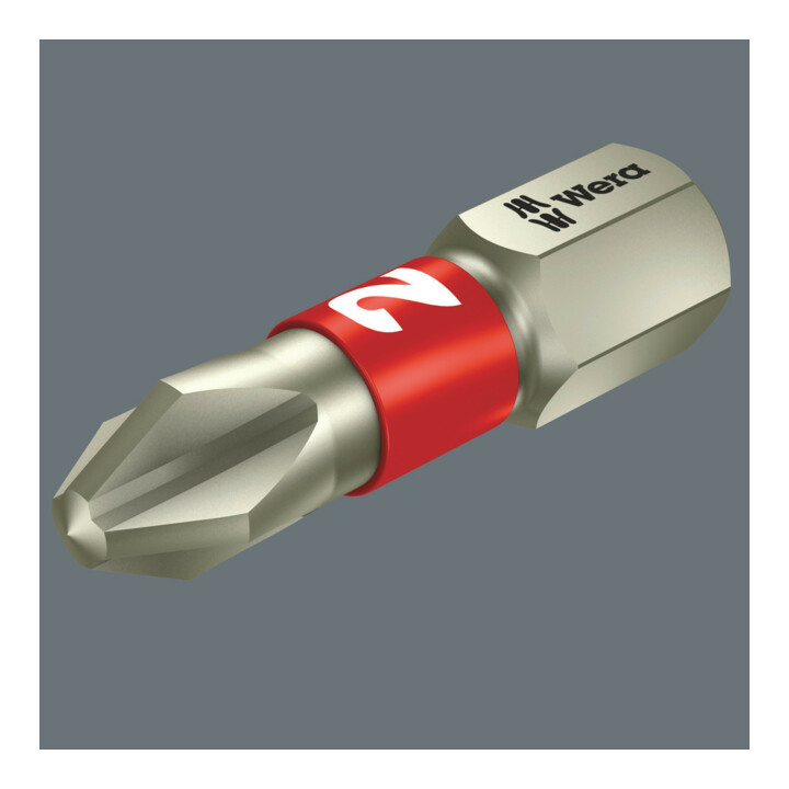 WERA Embout pour Phillips, 1/4″ Acier inoxydable «Stainless» 3/25 mm