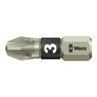 WERA Embout Pozidriv, 1/4″ Acier inoxydable «Stainless» 3/25 mm