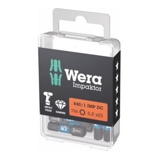 Wera Impaktor Bit voor binnenzeskant, 1/4 inch C 6,3 set, zeskant: 5 mm