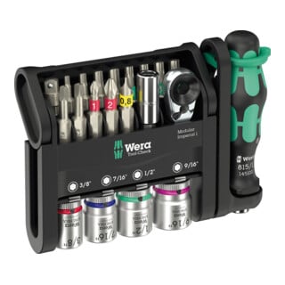 Wera Jeu de clés à douille à embouts Tool-Check Modular 1, 21 pièces Imperial
