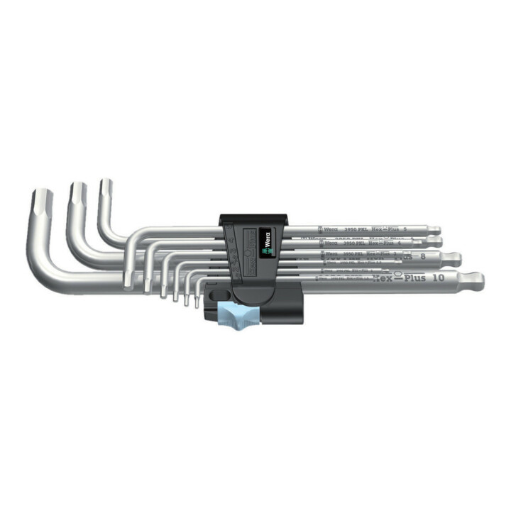 WERA Jeu de clés mâles coudées 6 pans, Hex-Plus acier inoxydable 9