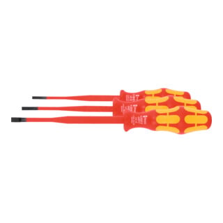 Wera Jeu de tournevis d'électricien pour visà fente, avec manche Kraftform 100% isolé, Nombre de tournevis: 3