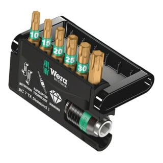 WERA Jeu d'embouts BiTorsion 7 pièces, revêtement diamant TX