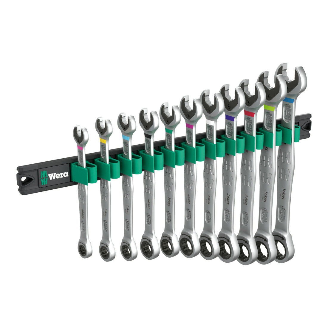 Wera Listello magnetico 9630 6000 Joker 1 chiavi combinate a cricchetto, 11pz.