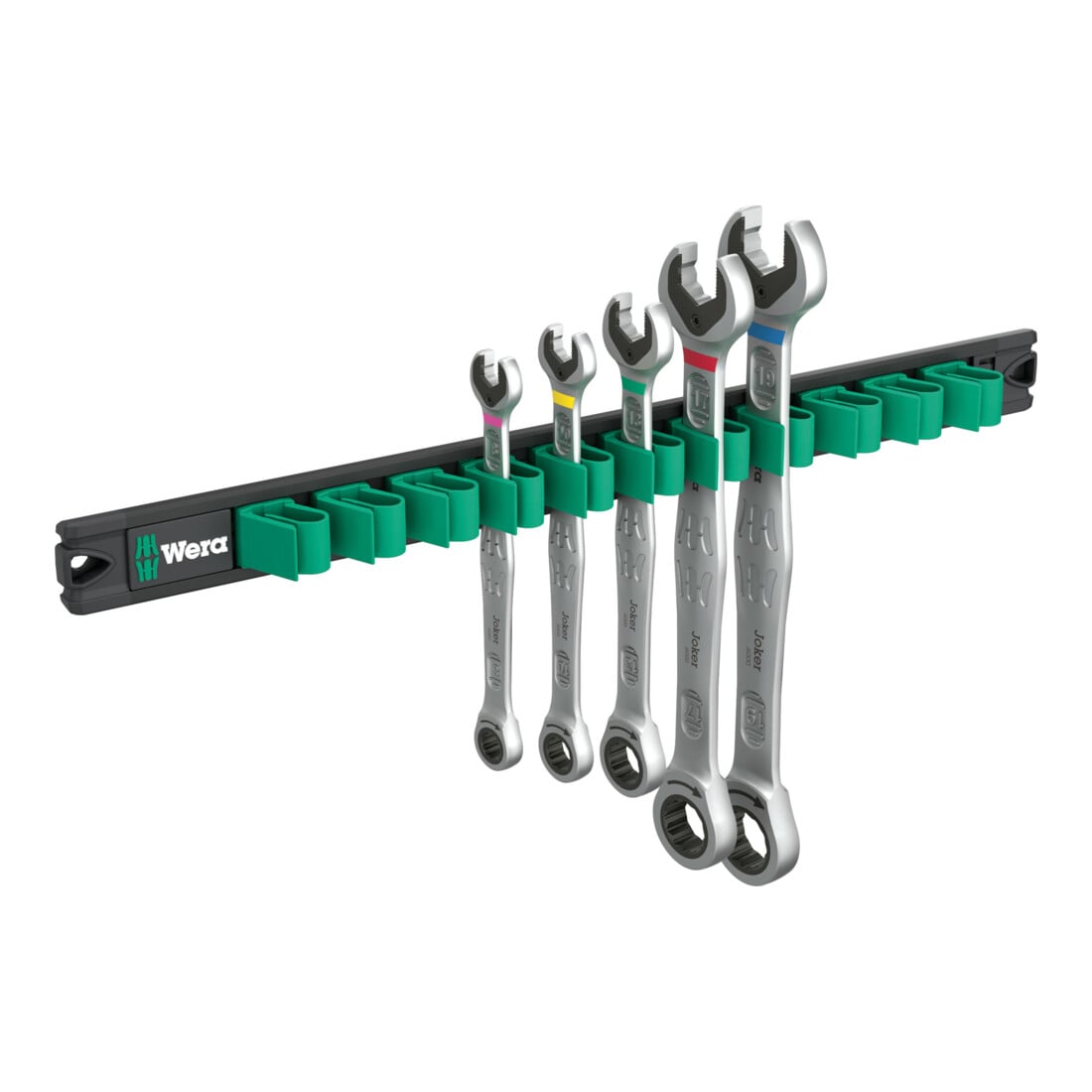 Wera Listello magnetico 9631 6000 Joker 2 chiavi combinate a cricchetto, 5pz.