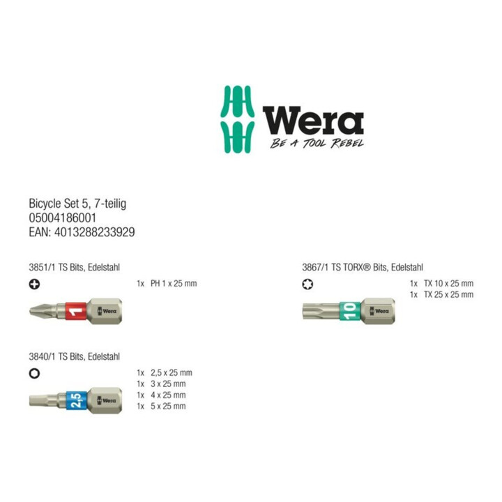 Wera Magazin-Bithalter Bicycle Set 5 Edelstahl 25mm