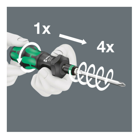 Wera Portabit manuale turbo 826 T Kraftform con mandrino a cambio rapido Rapidaptor, 1/4"x146mm