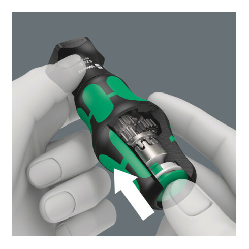 Wera Portabit manuale turbo 826 T Kraftform con mandrino a cambio rapido Rapidaptor, 1/4"x146mm