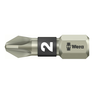 Wera Pozidriv Bit, L25 mm, entraînement 1/4", acier inoxydable