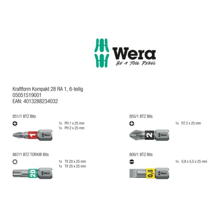 Wera Ratels-magneethouder KK 28 RA-R Toolfinder 6-dlg.