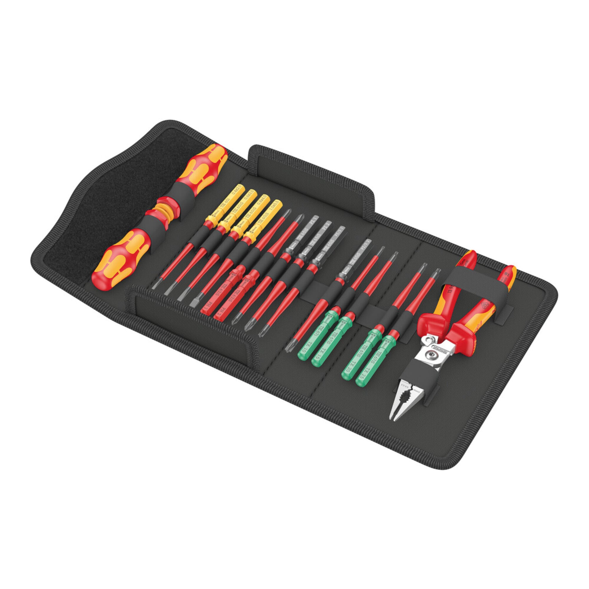 Wera Schraubendrehersatz mit Wechselklingen extra slim, Kraftform Kompakt VDE 17 extra slim 1 Tool Finder, 17-teilig