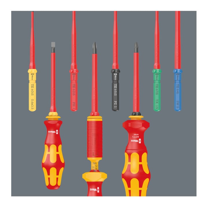 Wera Schraubendrehersatz mit Wechselklingen extra slim, Kraftform Kompakt VDE 17 extra slim 1 Tool Finder, 17-teilig