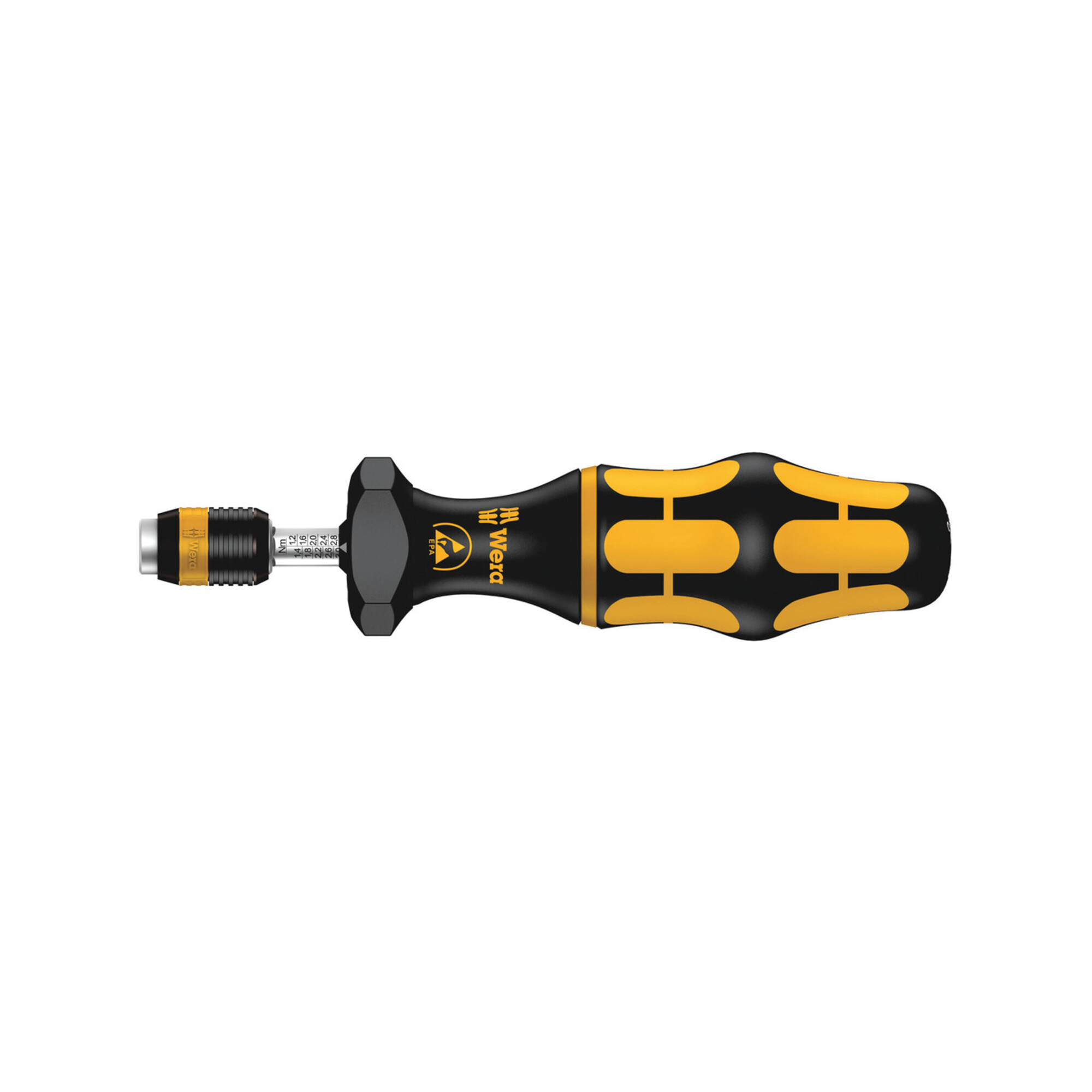 Wera Serie 7400 Kraftform ESD einstellbare Drehmomentschraubendreher mit Rapidaptor Schnellwechselfutter, art. no. 7440 ESD x 0,3-1,2 Nm