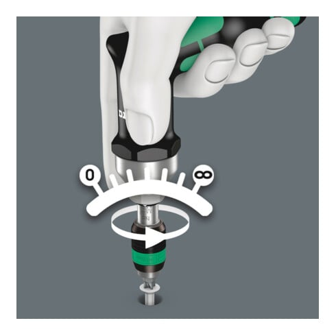 Wera Serie 7400 Kraftform Pistoolgreep instelbare momentschroevendraaier (3,0 - 8,8 Nm) met Rapidaptor snelwisselhouder