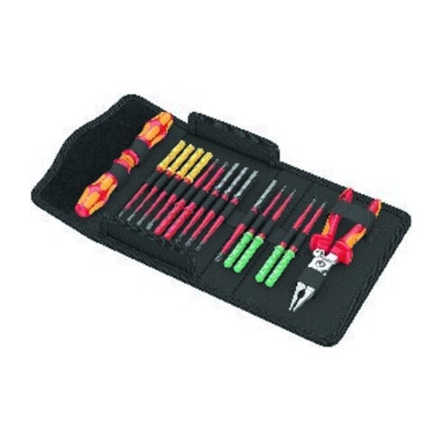 Wera Set de tournevis avec lames interchangeables extra fines, Kraftform Compact VDE 17 extra fin 1 Tool Finder, 17 pièces