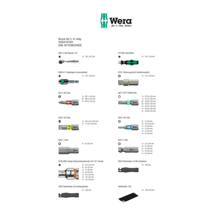 Wera Set d’embouts Tool-Check Bicycle Set 3, 41 pièces