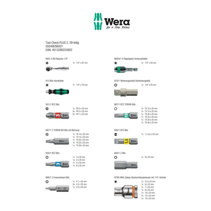 Wera Set d'embouts Tool-CheckPlus 2, 39 pièces