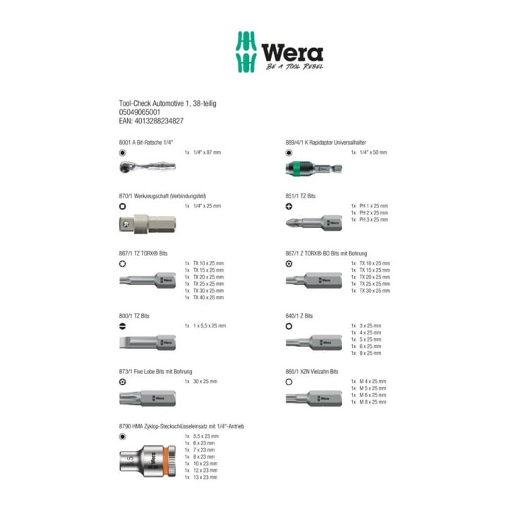 Wera Set d'embouts Tool-CheckPlus 38 pièces Automotiv