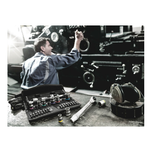 Wera Set di cricchetti in metallo 8100 SB 7 Zyklop, quadro passante, attacco 3/8", 29pz., metrico