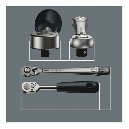 Wera Set di cricchetti in metallo Zyklop, attacco 1/4", 28pz.
