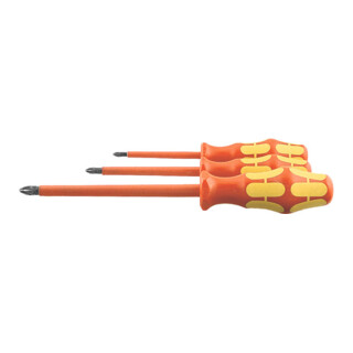 Wera Set schroevendraaiers voor Pozidriv, met Kraftform-handvat volledig geïsoleerd, Aantal schroevendraaiers: 3