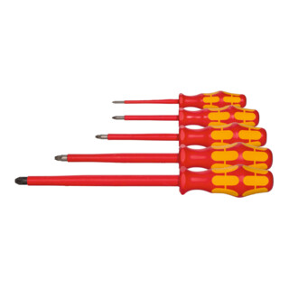 Wera Set schroevendraaiers voor Pozidriv, met Kraftform-handvat volledig geïsoleerd, Aantal schroevendraaiers: 5