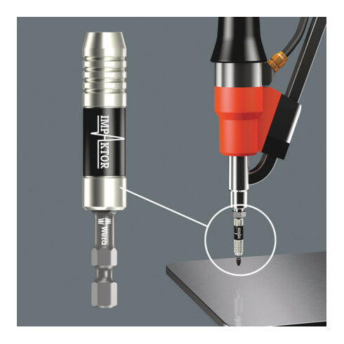 Wera Supporto Impaktor 897/4 IMP con anello elastico e magnete, 1/4"x75mm