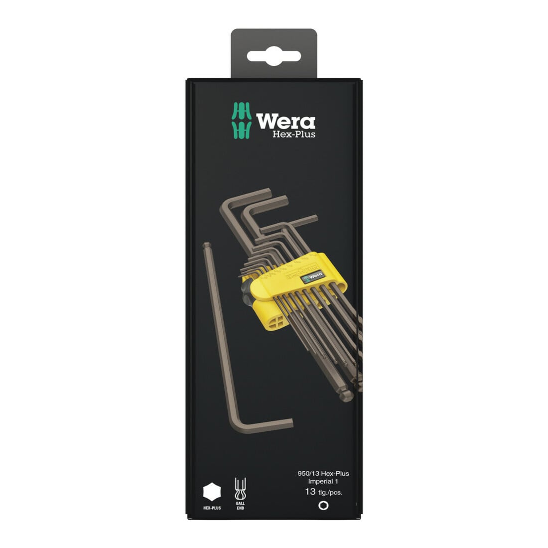 Wera Winkelschlüsselsatz 950/13 Hex-Plus Imperial 1 SB , zöllig, BlackLaser, 13-teilig