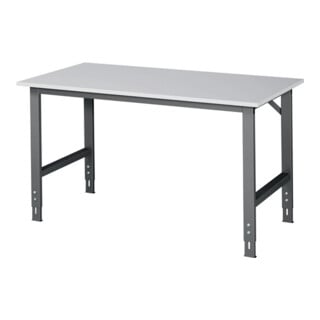 Werktisch Tom B1500xT800xH760-1080mm Arbeitsplatte Melamin Gestell anthrazitgrau