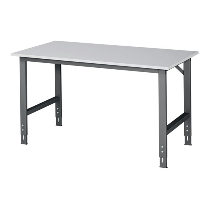 Werktisch Tom B1500xT800xH760-1080mm Arbeitsplatte Melamin Gestell anthrazitgrau