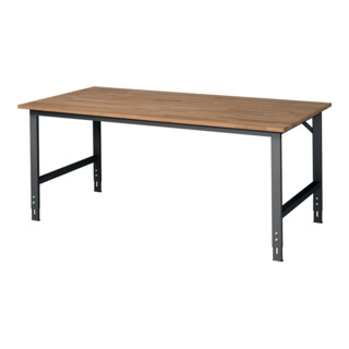 Werktisch Tom B2000xT1000xH760-1080mm Arbeitsplatte Buche Gestell anthrazitgrau