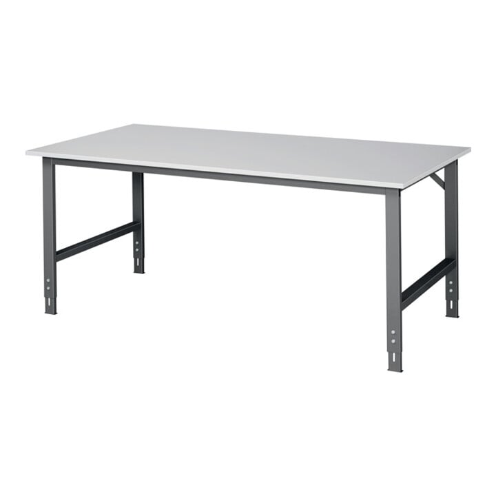 Werktisch Tom B2000xT1000xH760-1080mm Arbeitsplatte Melamin Gestell anthrazitgra