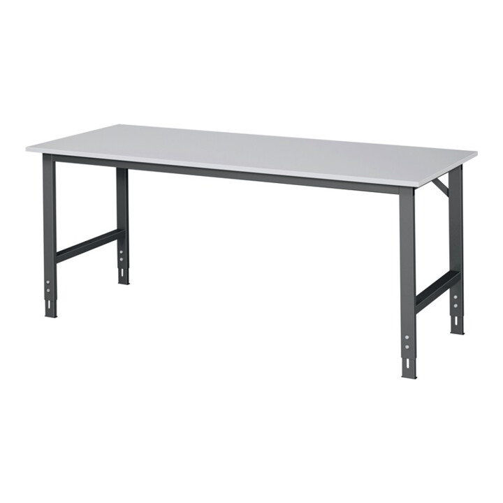Werktisch Tom B2000xT800xH760-1080mm Arbeitsplatte Melamin Gestell anthrazitgrau
