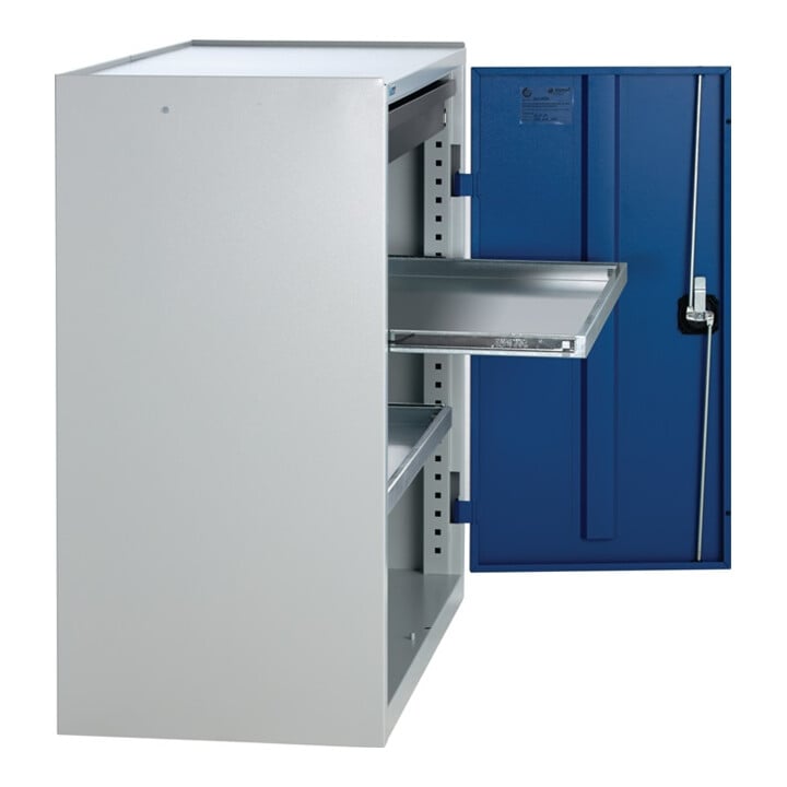 Werkzeug-/Beistellschrank H1000xB1000xT500mm 1Schubl.2BD grau/blau STUMPF