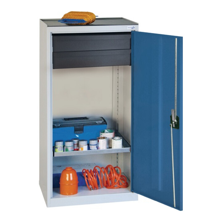 Werkzeug-/Beistellschrank H1000xB500xT500mm 2Schubl.,1BD grau/blau STUMPF